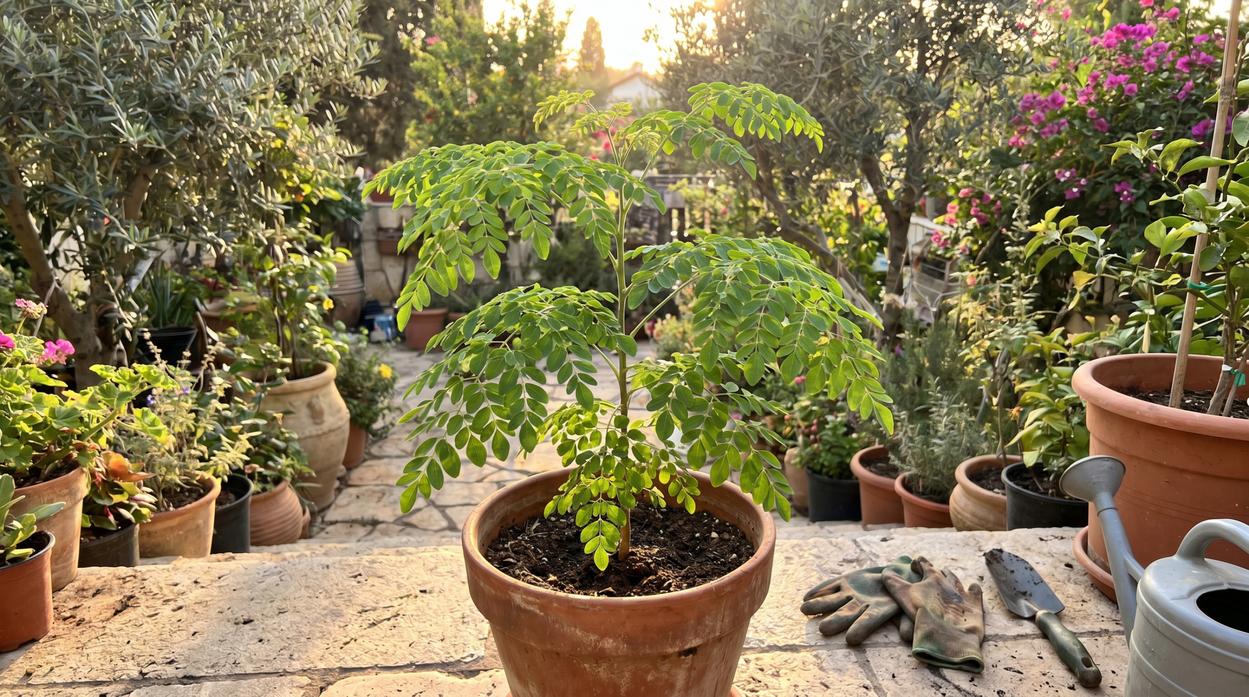 עץ מורינגה גדל בגינה ביתית בישראל